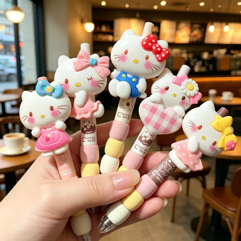 Kawaii Plush Figure Topper Retractable Pens – Cute Cartoon Character 0.5mm Black Ink Pens, Adorable Stationery Gift for Students, Girls & Teens